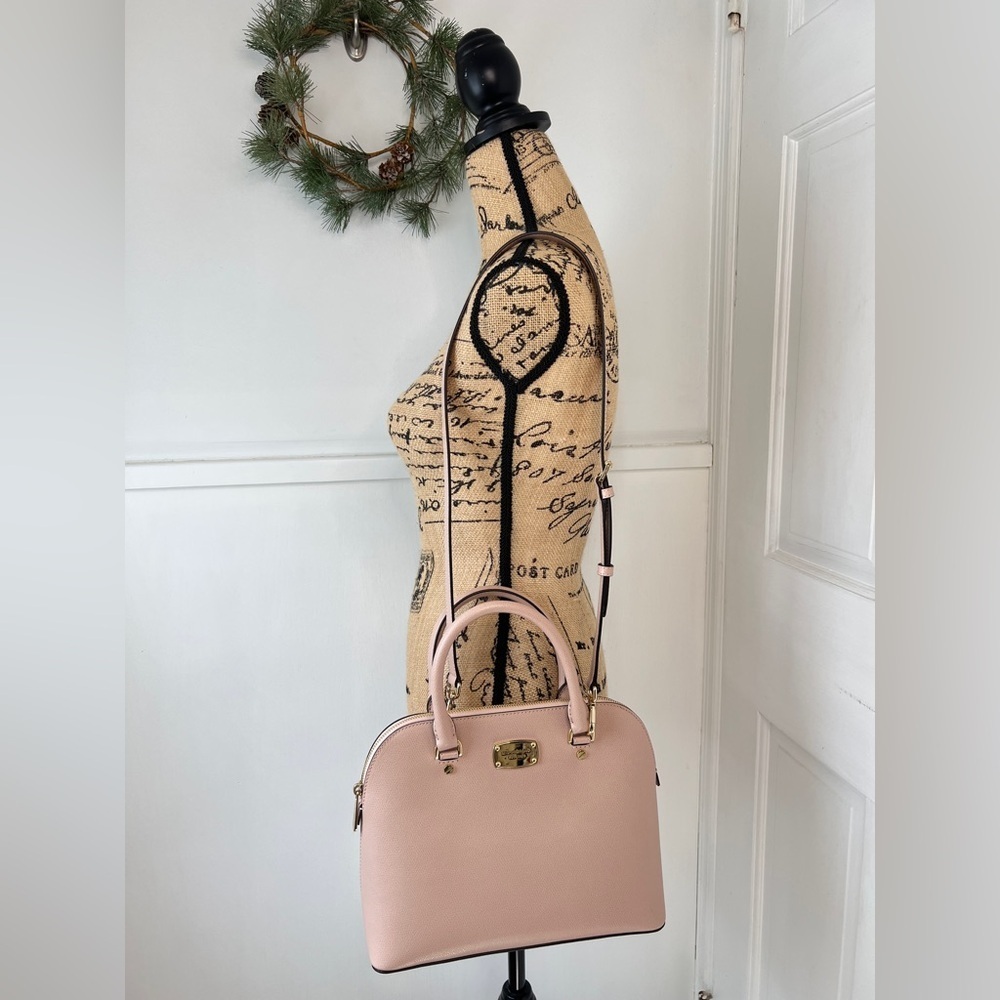 Michael Kors Cindy Large Dome Convertible Satchel in Blossom Pink Leather